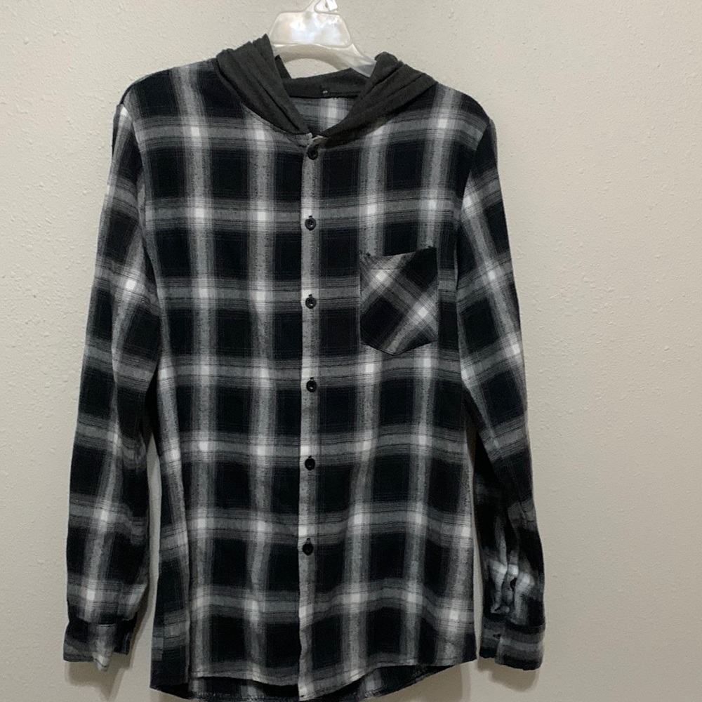 Mens Flannel Shirt Hoodie